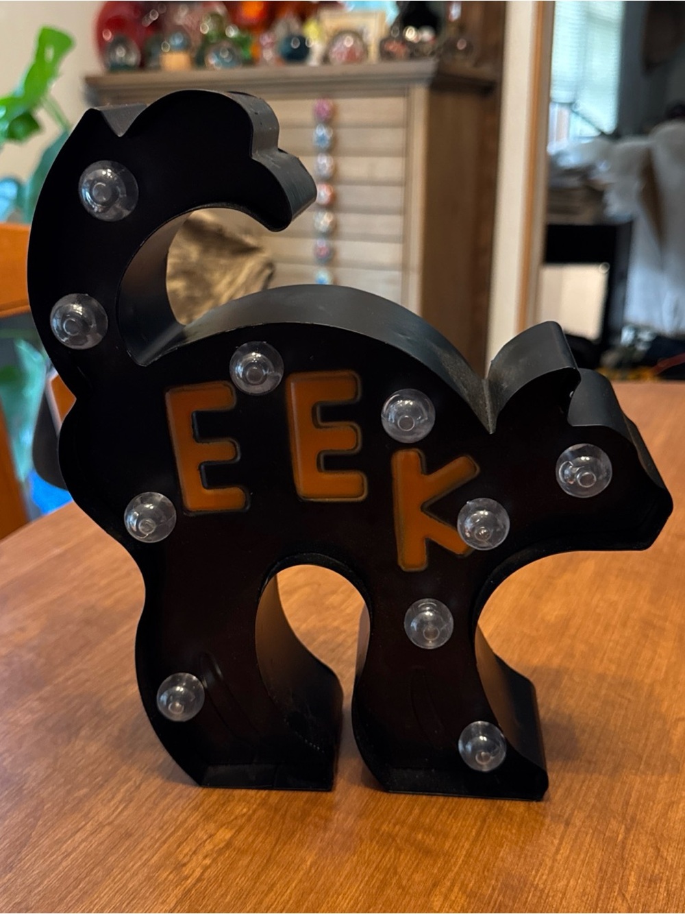 Black Cat Halloween Marquee Light - 'EEK'